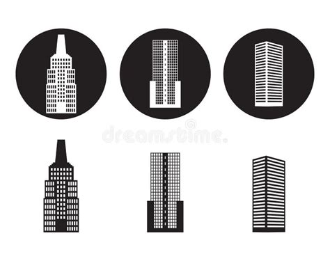 Iconos Del Edificio Fijados Ilustración del Vector Ilustración de