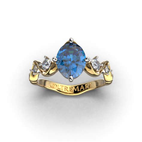 London Blue Topaz Ring Italian Engagement Ring 18k Gold Oltremare