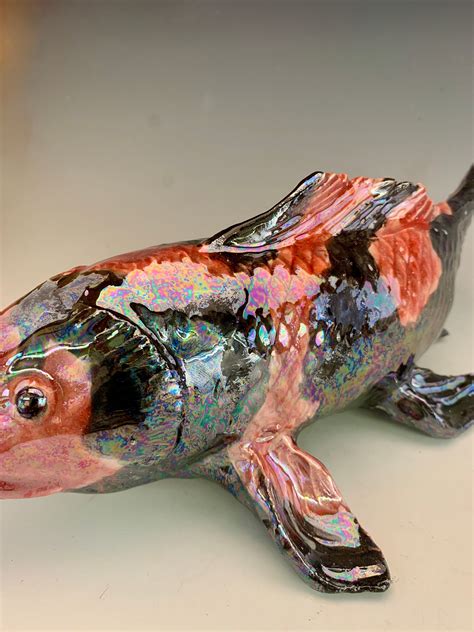 Koi Fish Sculpturehand Made Fishceramic Koifishkoi Sculpturecarp