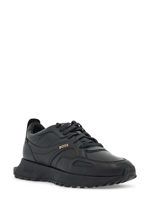 BOSS dark blue leather sporty elegant sneakers Blue BOSS