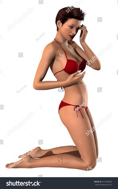 Sexy Woman Posing Red Bikini Isolated Stock Illustration 314359982 Shutterstock