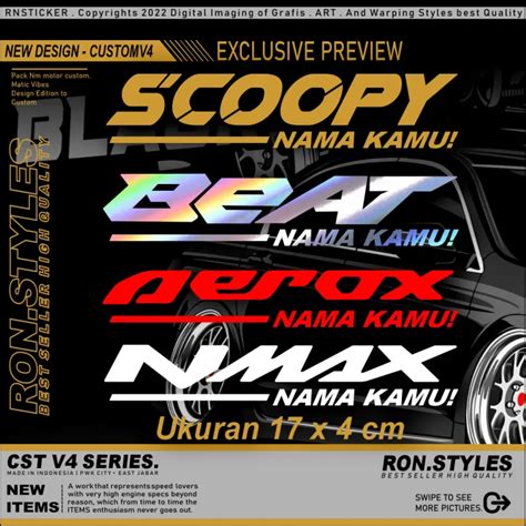 V4 Custom Nama Motor Scoopy Beat Aerox Nmax Nama Kamu Stiker Nama