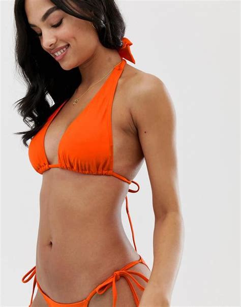 Esclusiva South Beach Mix Match Top Bikini A Triangolo Arancione