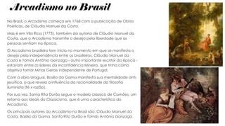 Arcadismo Principais Obras - Arcadismo Neoclassicismo: características e principais obras. | PPTX