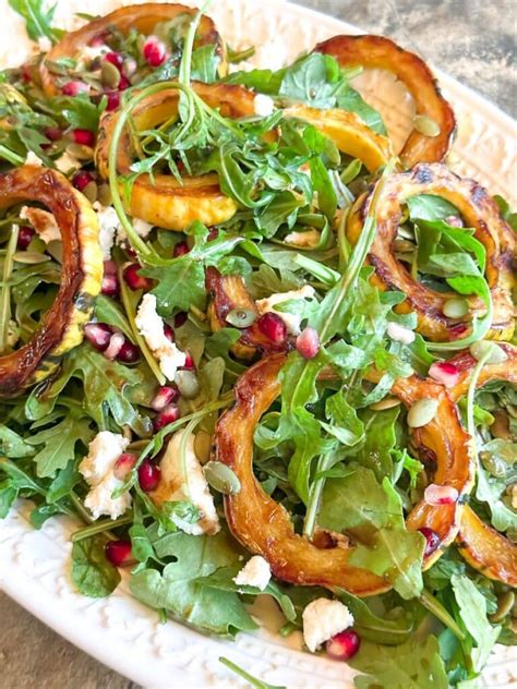 Low Fodmap Roasted Delicata Squash And Arugula Salad With Goat Cheese And