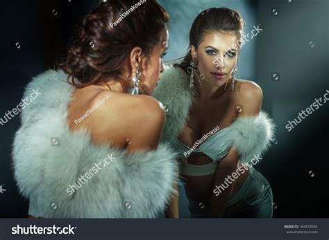 Sensual Brunette Woman Posing Wearing White Stock Photo 164474594 Shutterstock