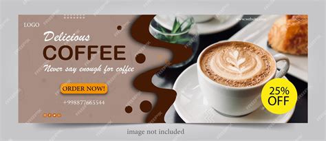 Кофейня плакат баннер шаблон плоский дизайн для социальных сетей ...