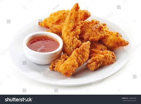 Fried Chicken Nuggets And Sweet Chili Sauce Stock Photo