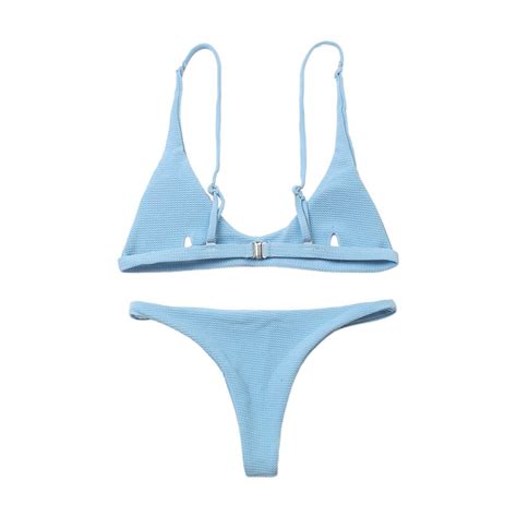 Bathing Suit For Women Solid Color Print Split High Waist Pants Suspender Backless Bikini Two