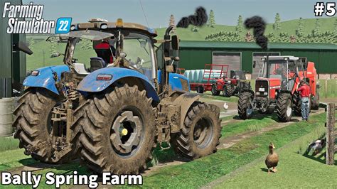 Feeding Cowcalf Baling Straw And Collecting Bales│bally Spring│fs 22