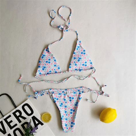 2021 Hot Sell 10 Colors 2 Piece String Tie Halter Bikini Set Sexy Fashion Beachwear Swimwear