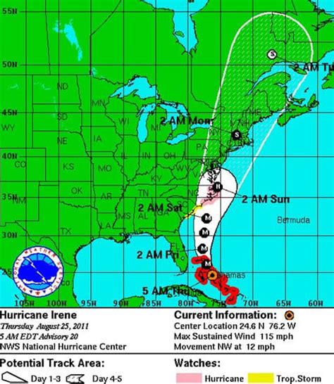 Hurricane Irene S Projected Path Moves Closer To New York City