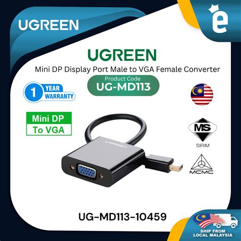 Ugreen Md113 Mini Dp Display Port Male To Vga Female Converter Adapter