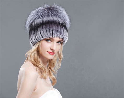 Buy Wholesale Women Winter Genuine Rex Rabbit Fur Hat With Fox Fur Pom