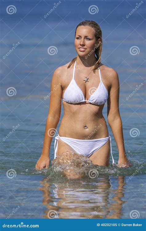 Woman In Red Bikini On Sea Background Stock Photography Cartoondealer