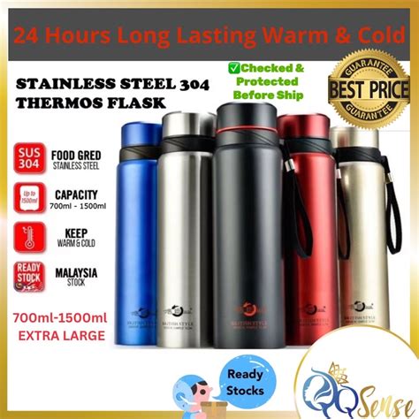 Large Capacity Foodgrade Stainless Steel Hot Cold Thermos Flask Bottle Botol
