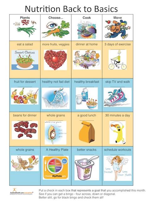 Nutrition Bingo Color Handout Tearpad