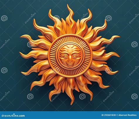 A Golden Sun with a Face on it Stock Illustration - Illustration of ...