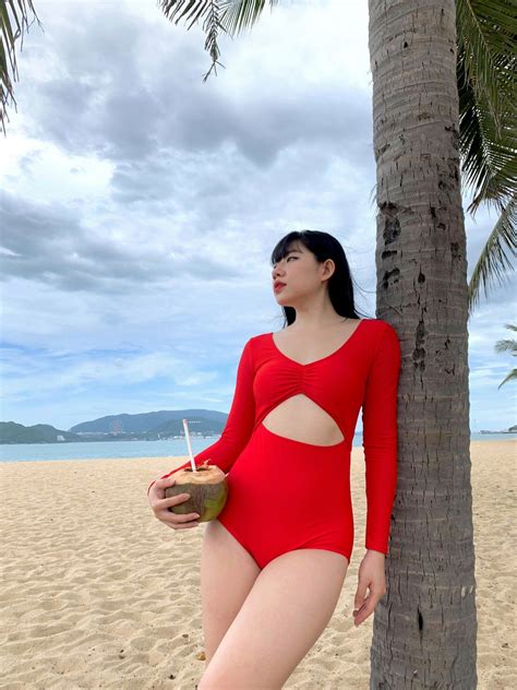Monokini tay dài cut out đỏ P P Bikini Thương hiệu đồ bơi nữ đồ bơi nam hàng đầu Việt Nam