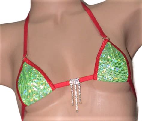 Mini Micro G String Bikini Green Shattered Glass Holographic Etsy