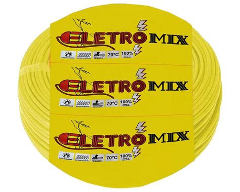 Fio Cabo Flex Vel Mm M C Inmetro Anti Chamas Amarelo Eletromix