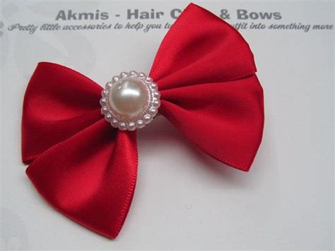 Red Satin Hair Bow Clip Women Hair Bow Clip Pageant By Akmis 250
