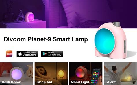 Divoom Planet-9 Smart Mood Lamp, Night Lights with Programmable RGB LED ...