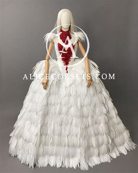 Haute Gothic Wedding Dress Feathers Gown Bloody Vampire Bridal | Etsy