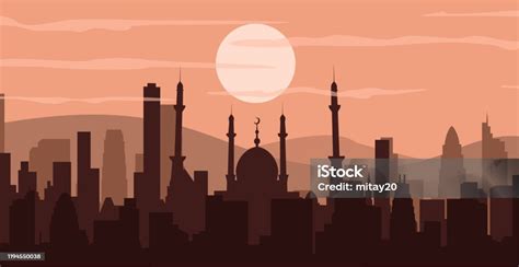 Ilustración De Silueta De Una Mezquita Edificios Siluetapaisaje Urbano
