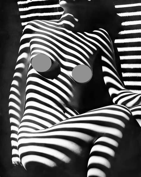Vintage Nude Stripes C Black White Multiple Sizes Full Nude Photo Sexy Vintage