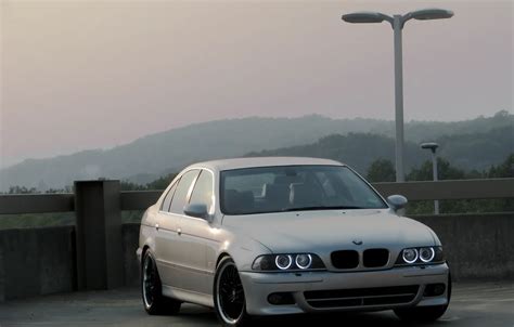 Обои фары, BMW, БМВ, серебристая, ангельские глазки, бумер, E39, е39 ...