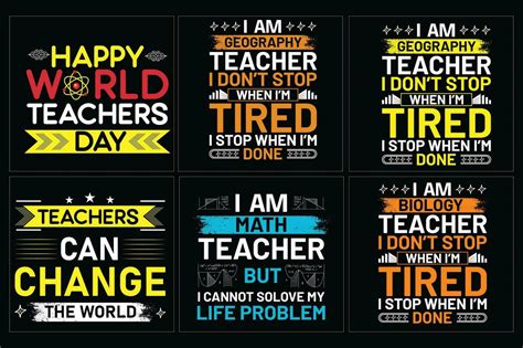 Set Of Teacher Typography T Shirt Teachers Day T Shirt Bundle 27163380 Vector Art At Vecteezy