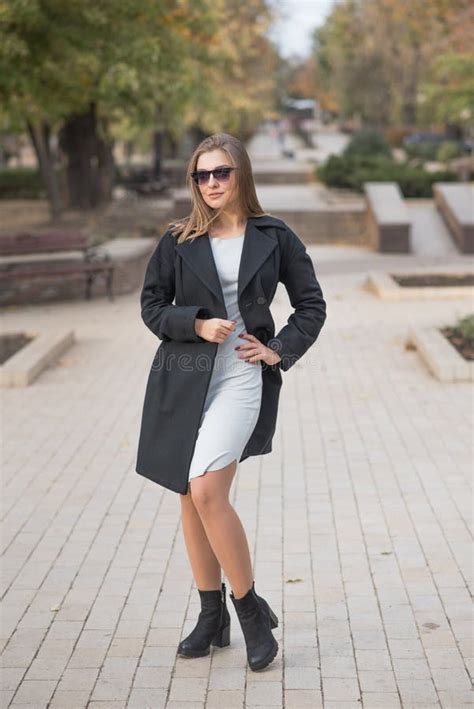 Beautiful And Cute Blonde Girl With Pleasure Posing On The Street Stock Image Image Of