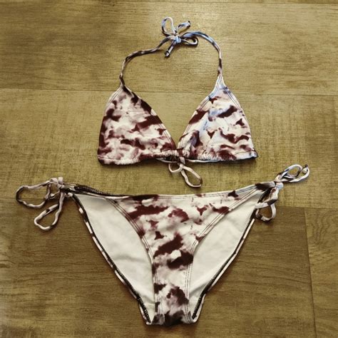 Swim Black And White Tie Dye Triangle Piece Bikini Medium Poshmark