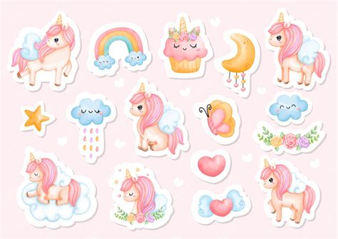 Premium Vector Watercolor Unicorn Sticker Illustration