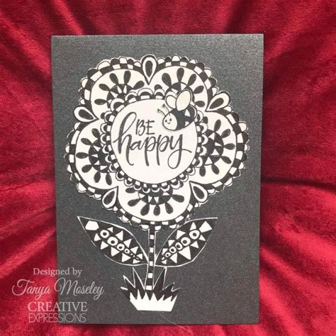 Woodware Clear Singles Petal Doodles Be Happy 4 In X 6 In Stamp Set