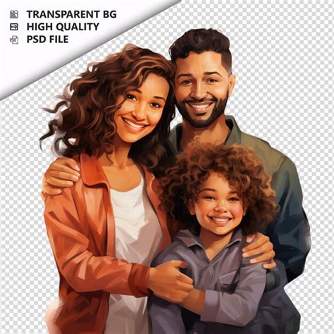 Família latina moderna estilo ultra realista fundo branco PSD Premium