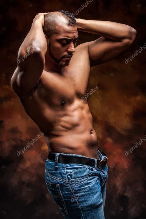 Naked Man With Perfect Body Posing In Jeans Stock Photo By Meggan