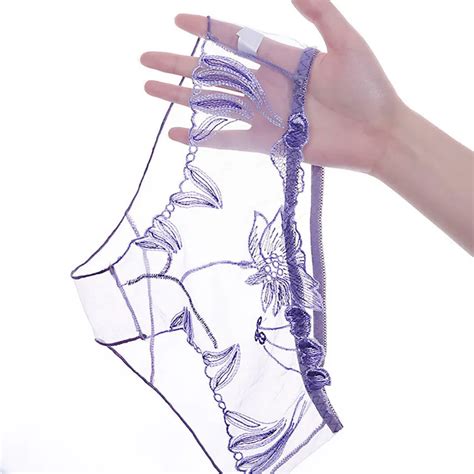 Sexy Lace Transparent Panties Briefs Mesh Embroidery Low Waist Hollow Female String Lingerie