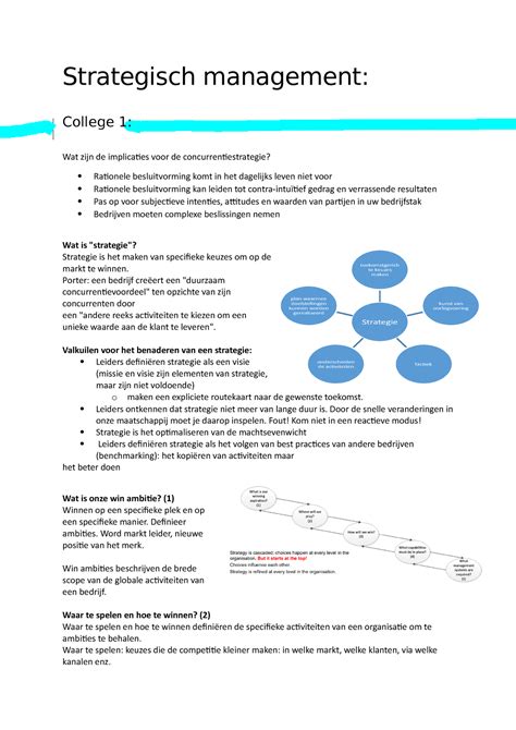 Strategisch Management Samenvatting Hanze Studeersnel