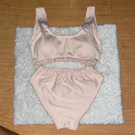 Light Pink High Waist Two Piece Bikini Swimsuit Women S Fashion Swimwear Bikinis Swimsuits