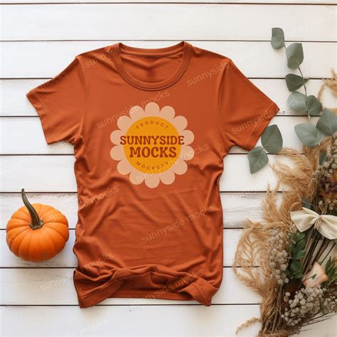 Flat Lay Mockup Burnt Orange T Shirt Shirt Mockup For Fall Designs