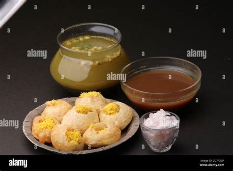 Indian Traditional Food Name Pani Puri Or Golgappa Gol Gappa Or