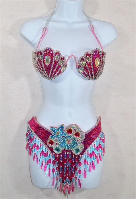 Samba Show Girl Bra Bikini Brazilian Pink Blue Set Belly Dance Etsy