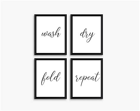 Wash Dry Fold Repeat Sign Laundry Room Decor Printable Wall Etsy