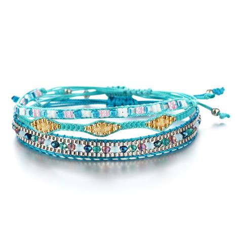 Bohemian Crystal Beads Friendship Braided Rope Bracelets For Women