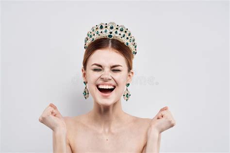 Portrait Of A Woman Luxury Naked Shoulders Cosmetics Fashion Close Up Lifestyle Stock Image