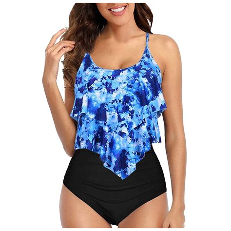 Women S Swimsuit 2025 Bikini Mujer Womens Split Swimsuit Ruffle Vest