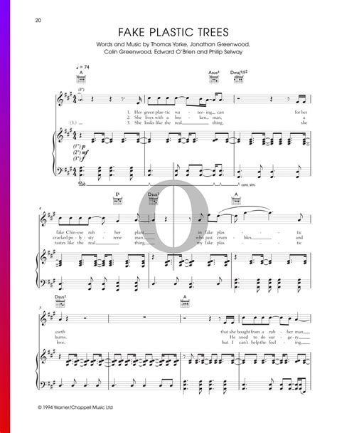 Fake Plastic Trees Radiohead Piano Sheet Music OKTAV