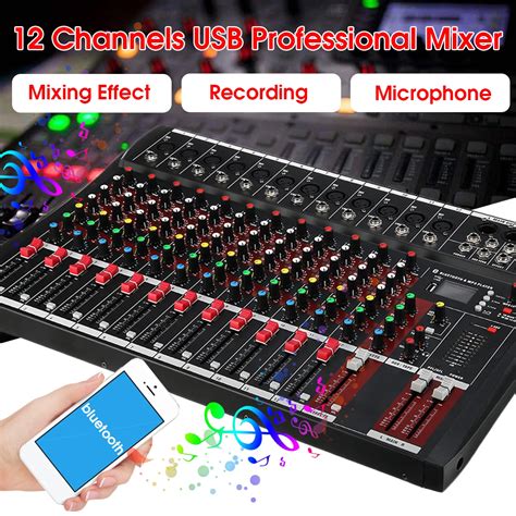 Karaoke Audio Mixer with USB Professional 12 Channel bluetooth Studio ...